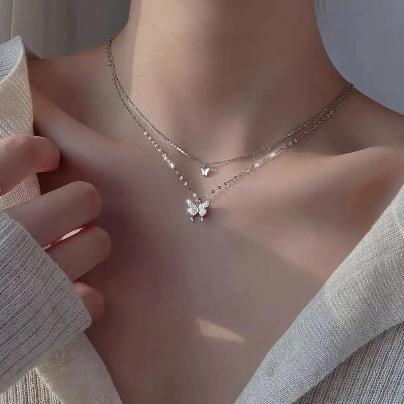 Shiny Butterfly Pendant Necklace
