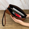 Men's Classic Leather Clutch Bag with Dual Zip Compartments