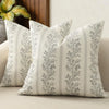 Vintage Striped Floral Throw Pillow Cover