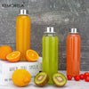 Clear Glass Water Bottles with Stainless Steel Lids