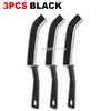 Three black multifunctional crevice cleaning brush set with flexible cleaning heads