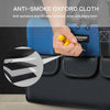 A hand is shown holding a yellow tool inside an anti-smoke oxford cloth tool bag with reinforced pockets.