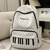 Polka Dot Backpack with Piano Key Design – Large Capacity Travel Daypack