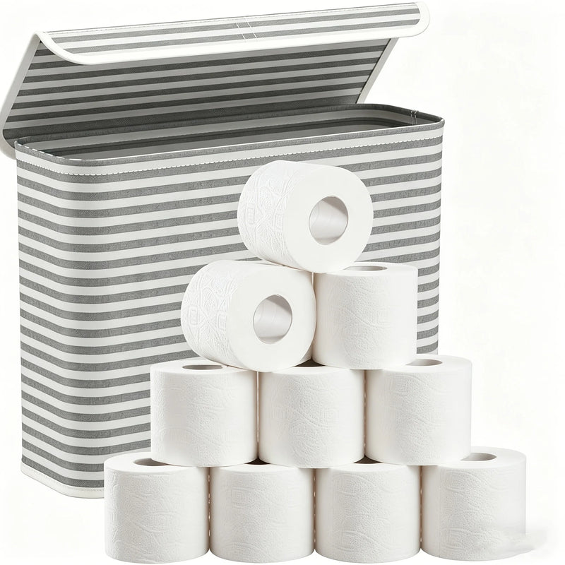 Panier de rangement en tissu pliable pour papier toilette avec couvercle