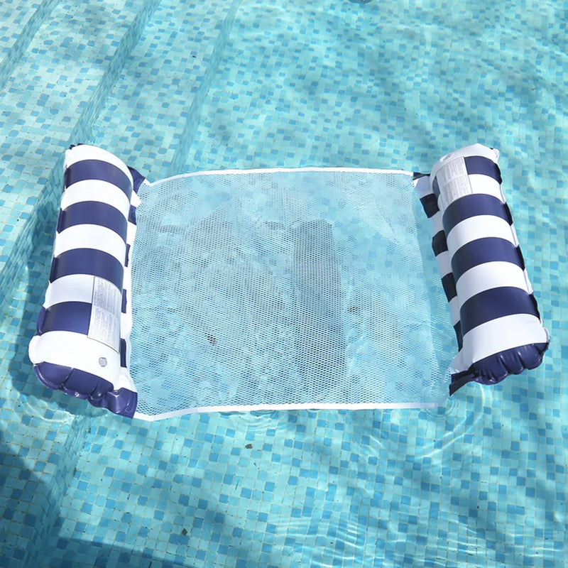 Striped Inflatable Lounge Chair with Net Backrest