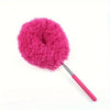 A bright pink extendable microfiber ceiling fan duster with a flexible cleaning head.