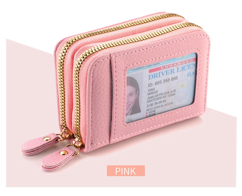 PU Leather Women's Multi-Slot Zipper Wallet Card Holder