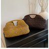 Handwoven Straw Tote Bag with Zipper