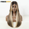 Straight Lace Front Wig with Bangs - Ombre Honey Blonde