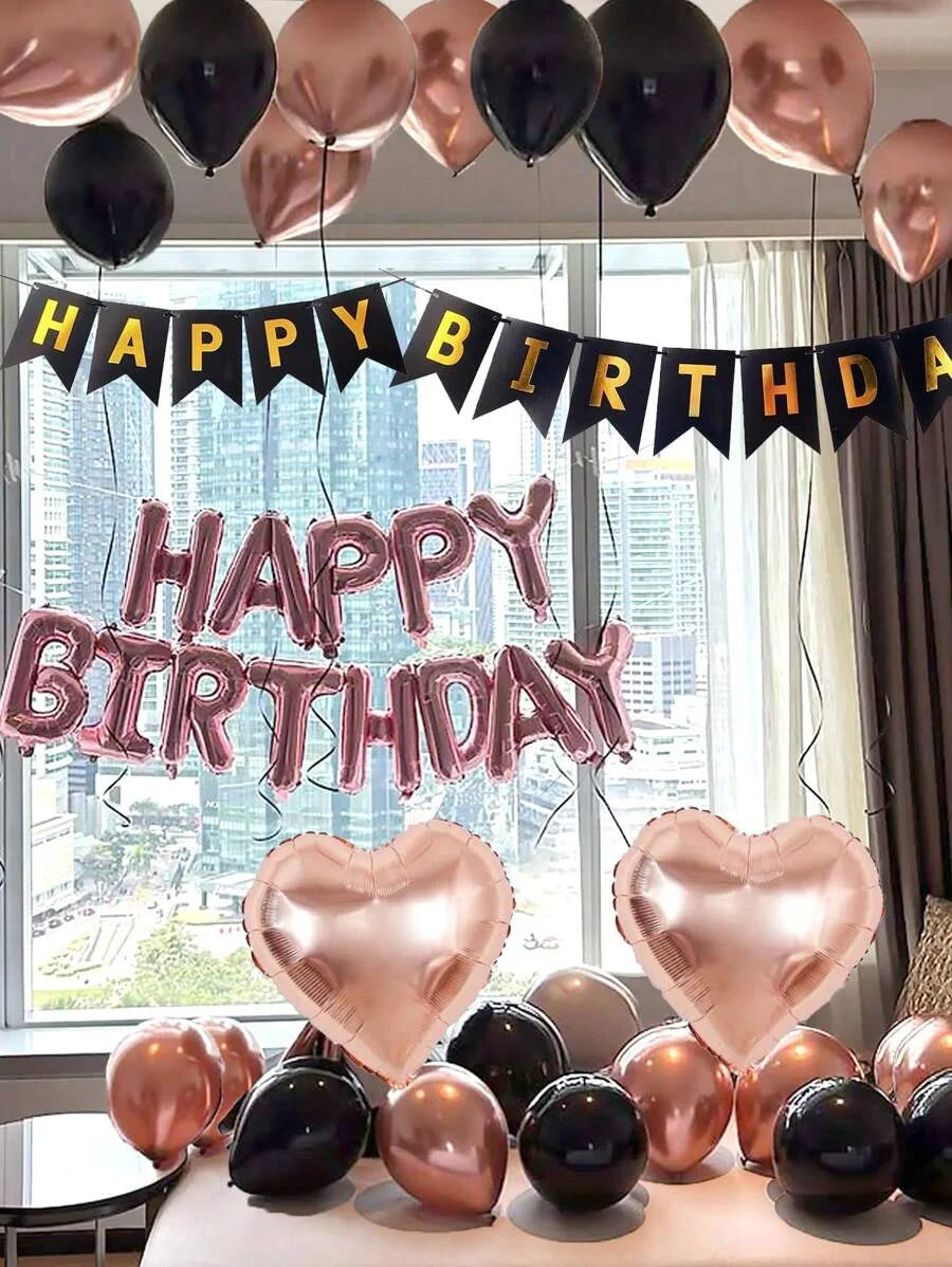 Happy Birthday Foil Balloon Set with Banner