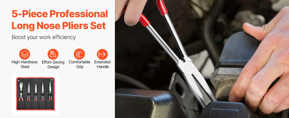 5-Piece Precision Needle Nose Pliers Set with Case