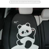 Black car seat cover with a white panda cartoon print on the headrest pillow