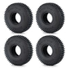 Two black Monster Truck tires for RC crawler cars shown from the top view.
