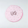 Pink fruit-design waterproof shower cap with the word like printed on it