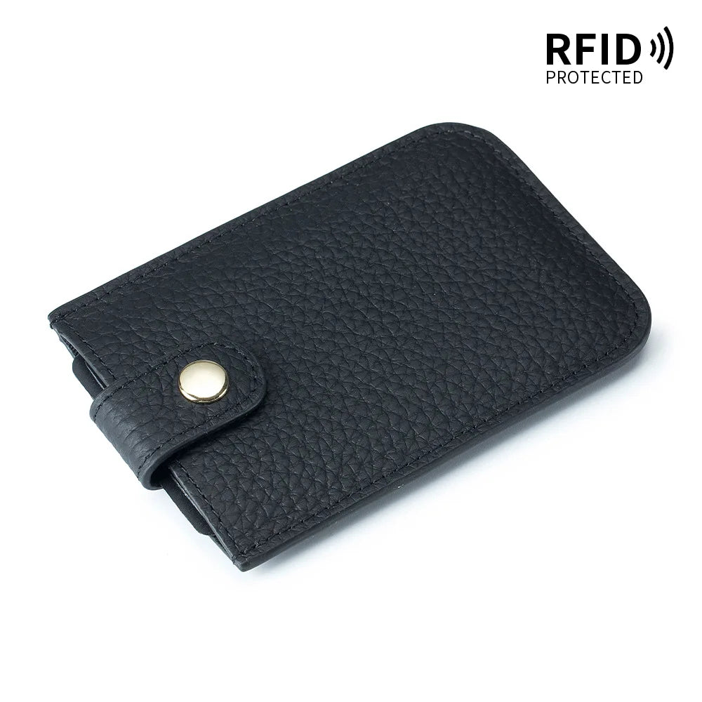 Slim Leather Card Holder with Quick-Access Pull Tab