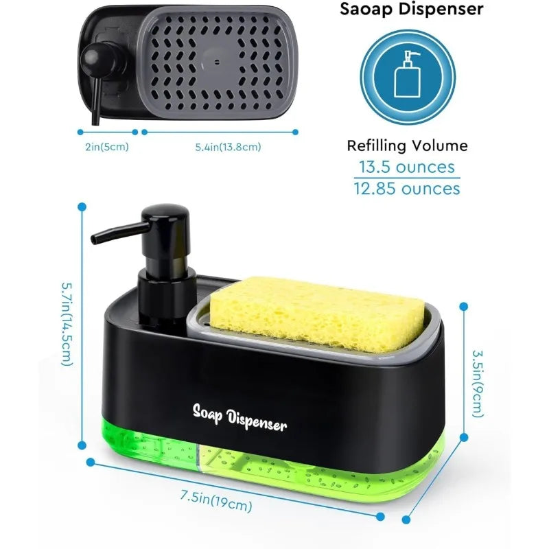 3-in-1 Kitchen Soap Dispenser Set with Sponge Holder