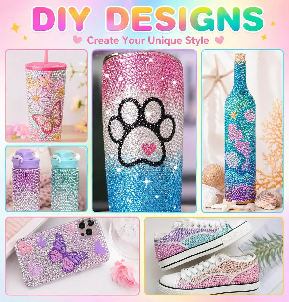 40-Color Flatback Resin Rhinestone Kit for Crafts