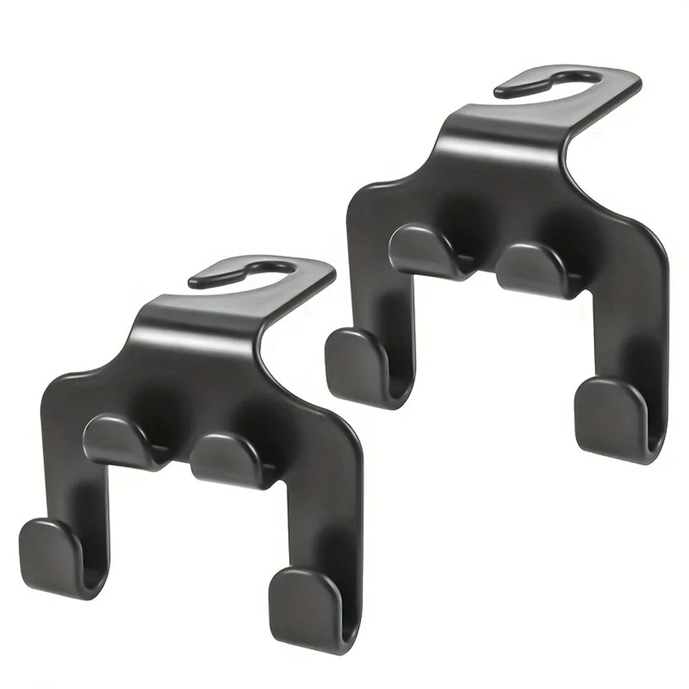 Black car back seat phone holder and organizer hook designed for secure placement.