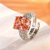 Adjustable Silver-Plated Cushion-Cut CZ Statement Ring