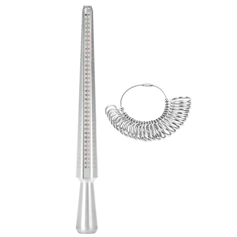 Metal Ring Sizer Mandrel with Stainless Steel Gauge Set