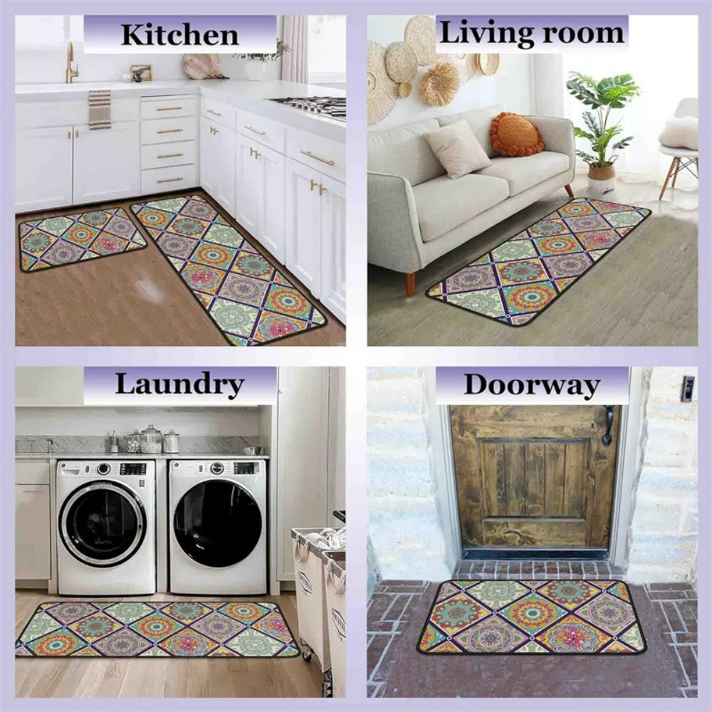 Soft Floral Non-Slip Runner Mat for Kitchen, Entryway & Bathroom