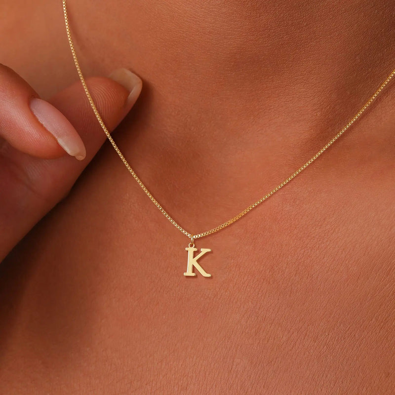 A-Z Initial Pendant Necklace in 18K Gold Plated Stainless Steel