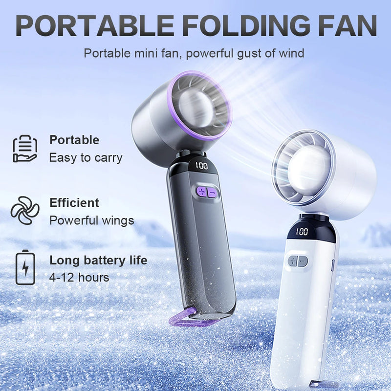 Portable LED Digital Handheld Fan with USB Rechargeable Battery