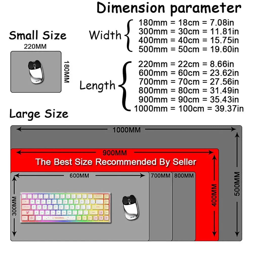 Large Non-Slip Desk Mat with Smooth Fabric Surface