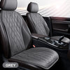 A close-up view of a dark grey breathable Nappa leather car seat cover installed in a vehicle interior.