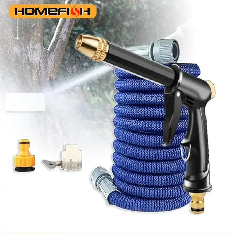 Expandable Garden Hose with High-Pressure Nozzle