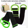 Green furniture moving straps with black fabric and comfort grip handles for moving 600lbs of furniture