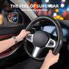 Carbon Fiber Steering Wheel Cover with Non-Slip Leather Grip