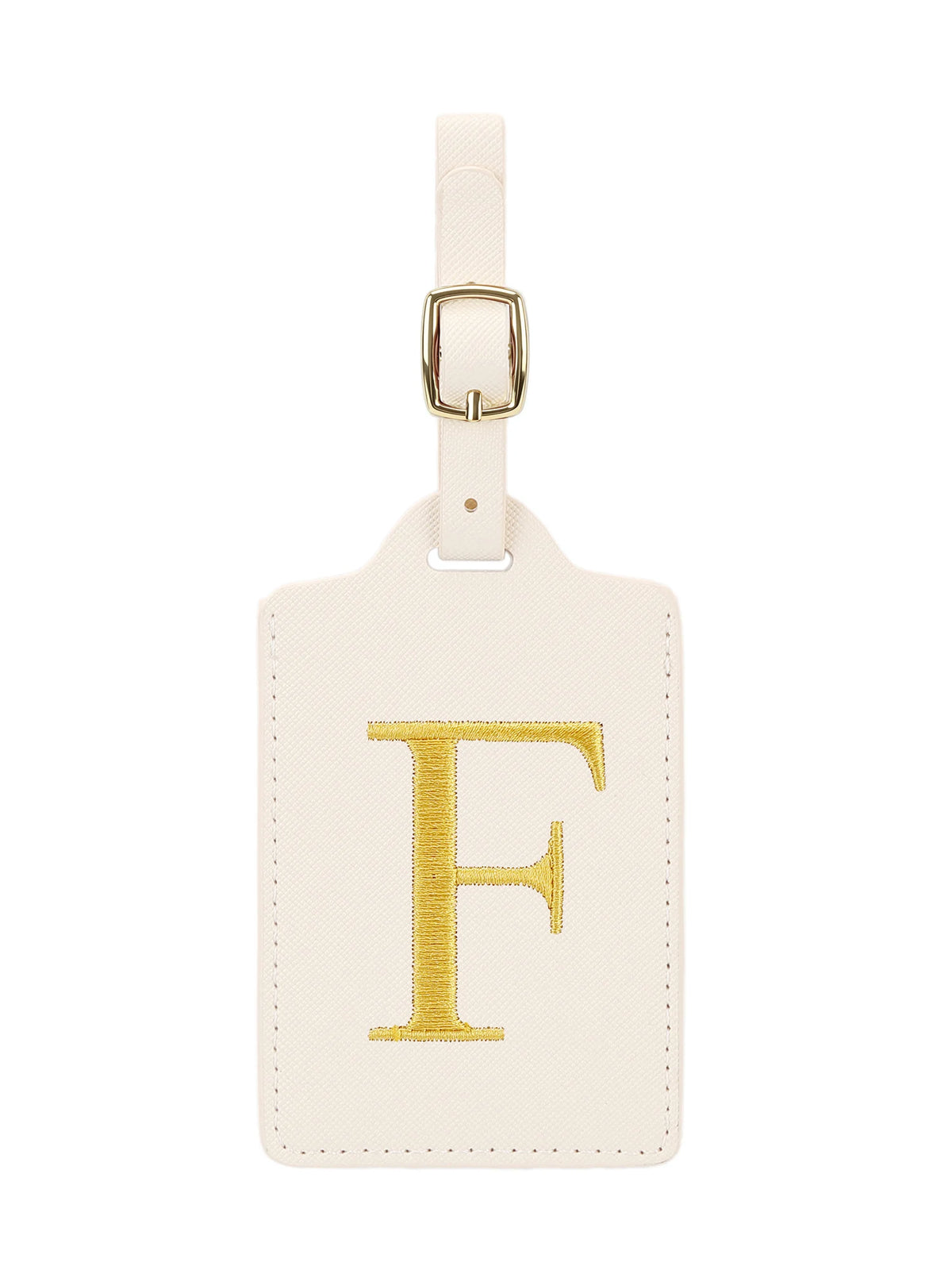 Personalized Embroidered Leather Luggage Tag with Letter Initial