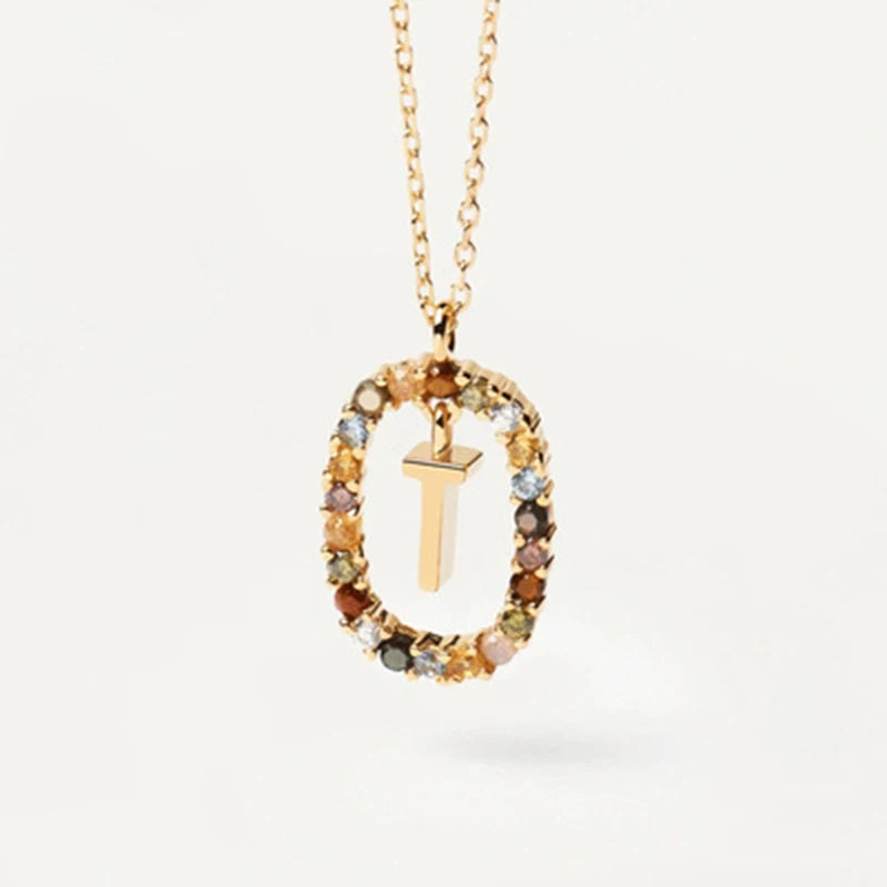 925 Sterling Silver Initial Letter Pendant Necklace