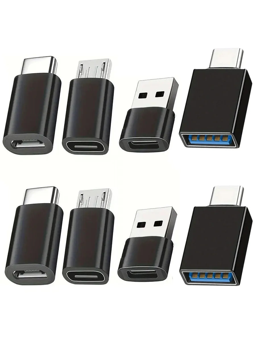 USB to USB-C Adapter Set (8-Pack) | Universal Type-C Conversion Kit