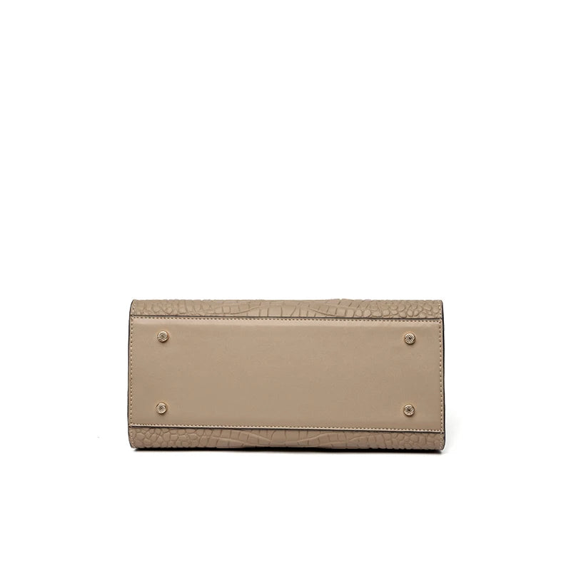 Elegant Genuine Leather Shoulder Bag for Women with Top Handle