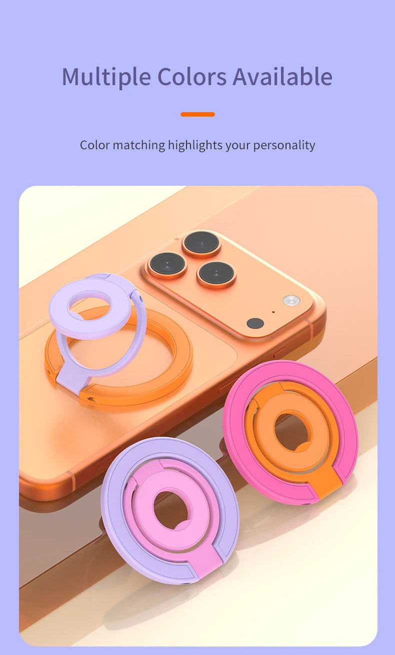 Double-Sided Magnetic Phone Ring Holder with Kickstand