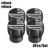 Set of four black tire valve caps featuring an American flag design.
