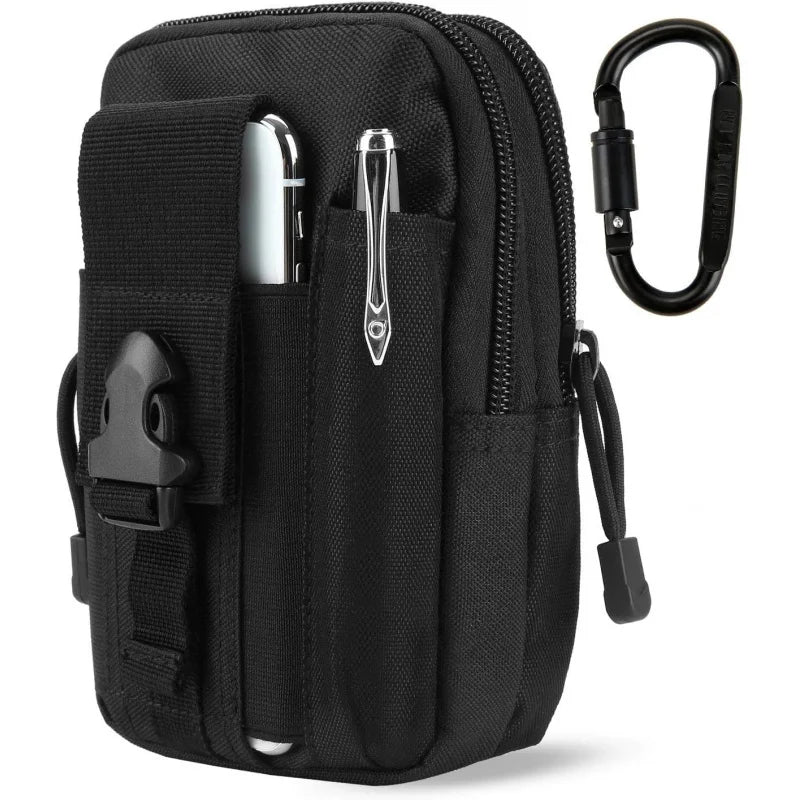 Heavy-Duty Tactical Utility Pouch with MOLLE Straps & Carabiner