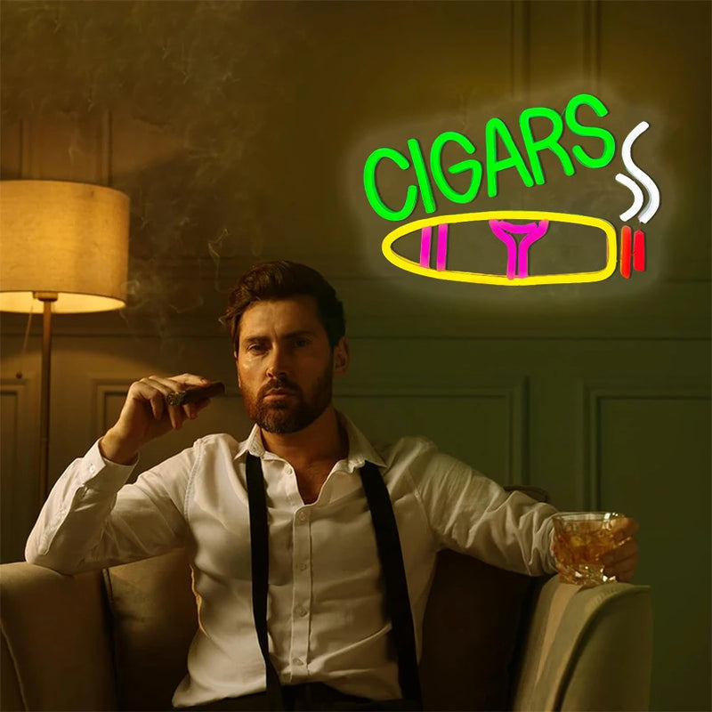 Cigar-Themed LED Neon Wall Sign