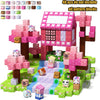 Set rosa und lila magnetische Bausteine in Form von Bäumen und Häusern für Kinder