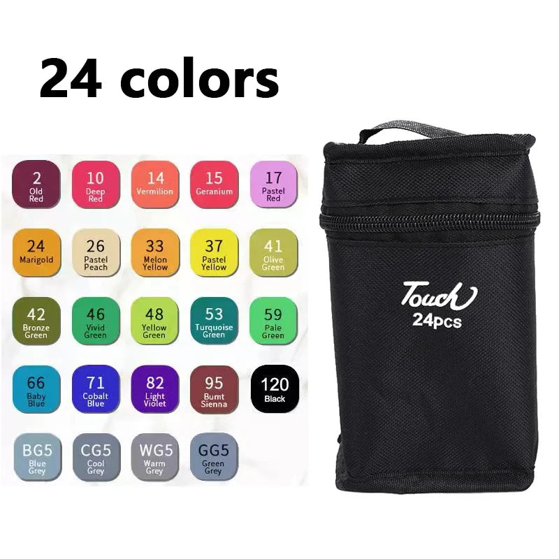 Double-Headed Art Marker Set for Drawing, Sketching & Manga