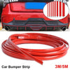 A coil of flexible red PVC car bumper strip used for vehicle protection.
