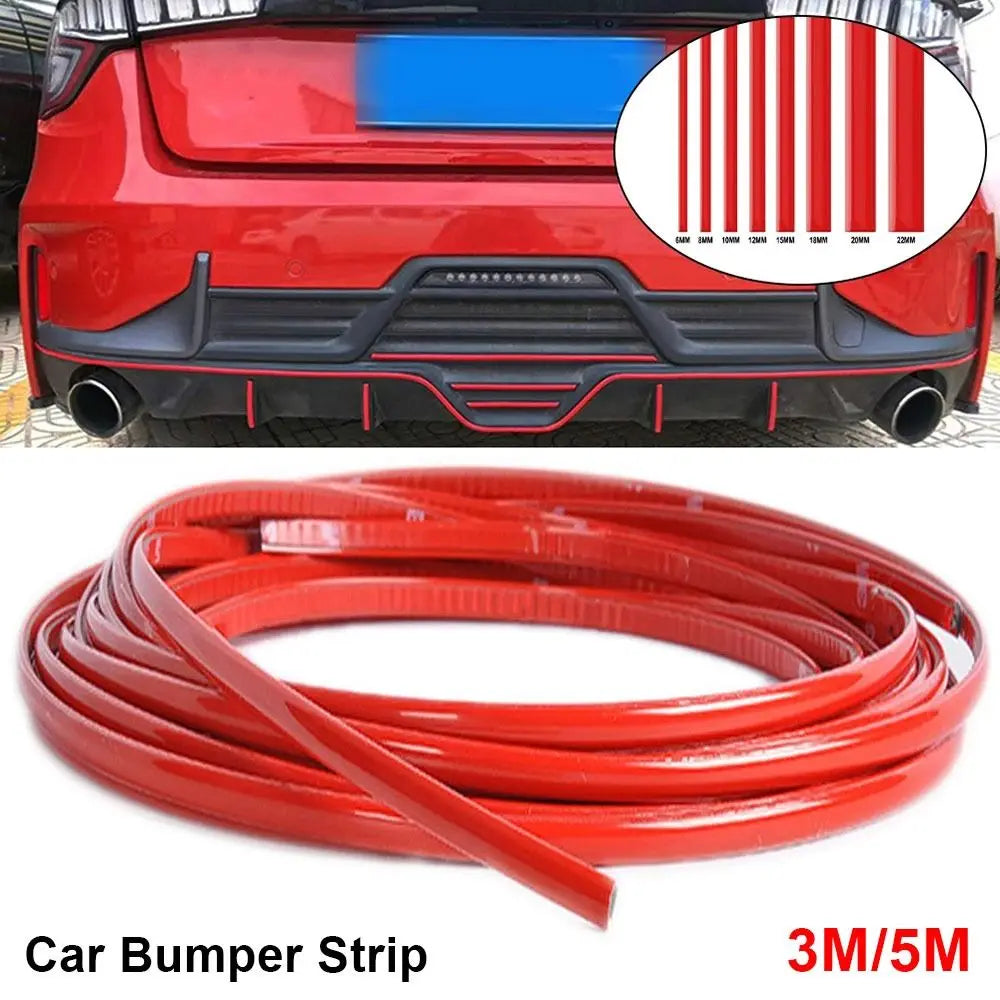 A coil of flexible red PVC car bumper strip used for vehicle protection.