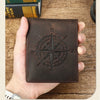 Men's Leather Wallet with Compass Pattern and RFID Protection