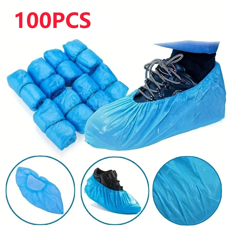 Disposable Non-Slip Waterproof Shoe Covers (100-Pack)