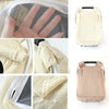 Light beige breathable 2-in-1 car seat cover and mosquito net for babies shown in various angles