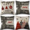 A set of four vintage Christmas-themed pillow covers featuring winter and holiday designs.