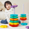 Montessori Rainbow Stacking Tower with Spinning Rings