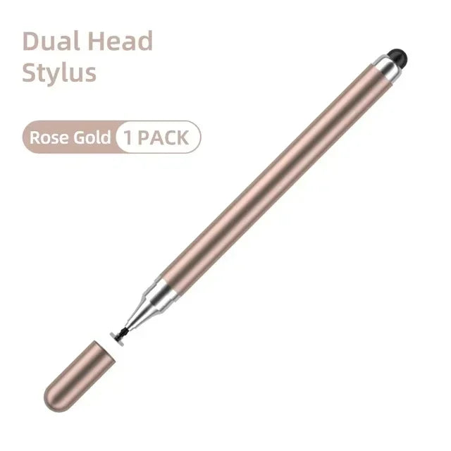 Rosegoldener Dual-Kopf-Stift zeigt diagonal vor weißem Hintergrund.